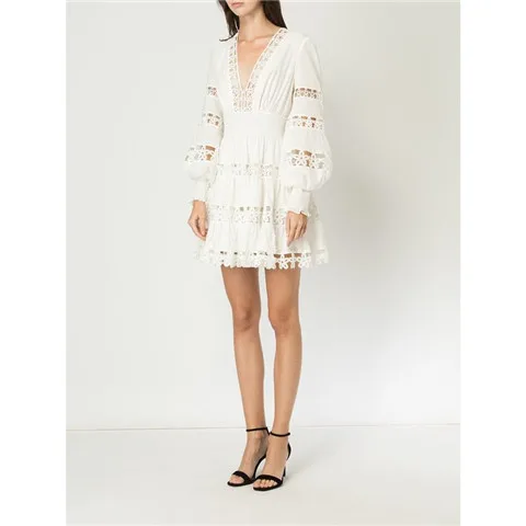 EASYSMALL, женское летнее платье, модное, сексуальное, высокого класса, Vestidos, вечерние, повседневные, кружевные, с высокой талией, с длинным рукавом, с v-образным вырезом, платья