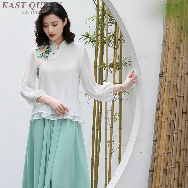 Cheongsam топ с вышивкой в китайском стиле, женская одежда, топы и блузки, длинная рубашка для женщин, китайские Топы TA1785