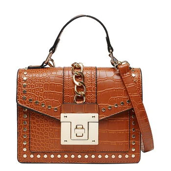 

purses and handbags Fashion square solid color PU leather rivet design women's handbag crossbody bags for women sac a main femme