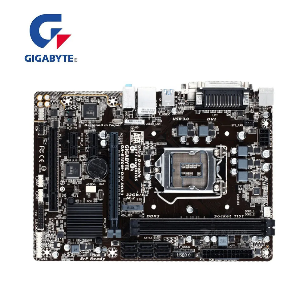 Для GIGABYTE B150M-D3V DDR3 Desktop GA-B150M-D3V Материнская плата B150M B150 Socket LGA 1151 б/у материнская |