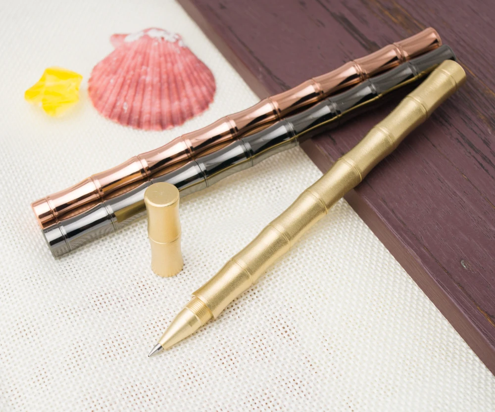 Ручная работа бамбуковая винтажная латунная нейтральная шариковая ручка чистая медная ручка