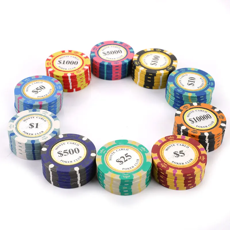 5 Pz/Pacco In Ceramica Poker Chips Set Clay Casinò Monete 40Mm Coin Poker Chips Intrattenimento Dollaro Monete