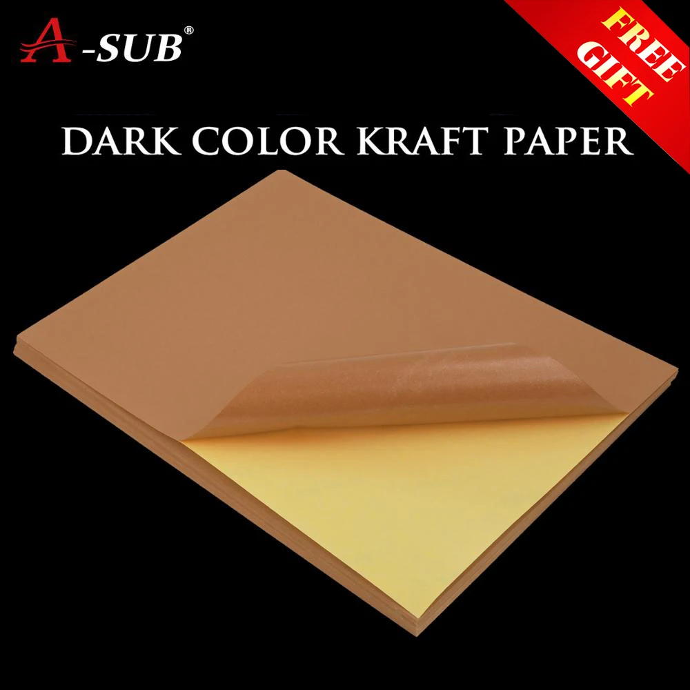 50 sheets A3 Printable Self Adhesive Sticker Label paper Dark Kraft