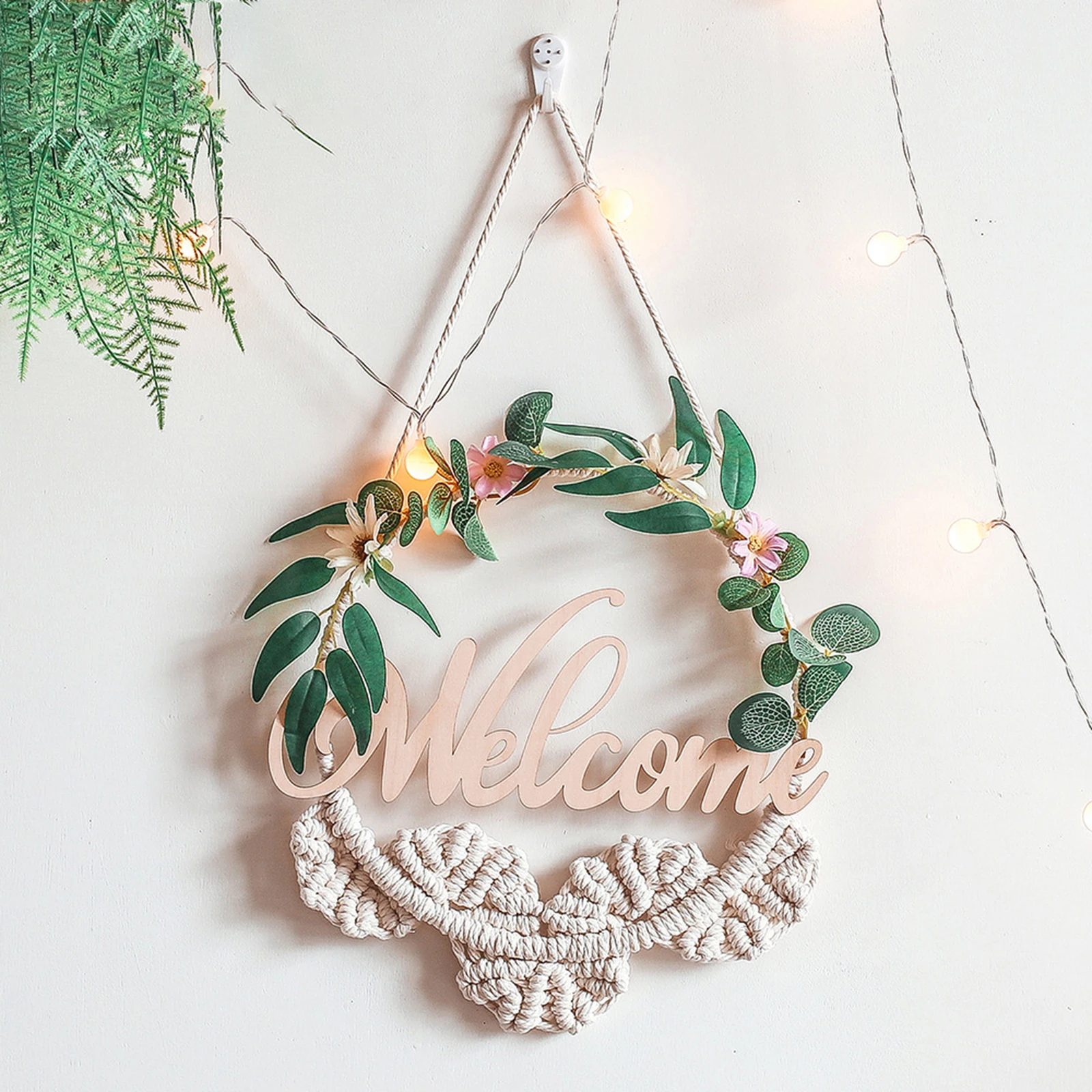 Cotton Door Hanger Hanging Decor Wall Leaves Flowers Ornament