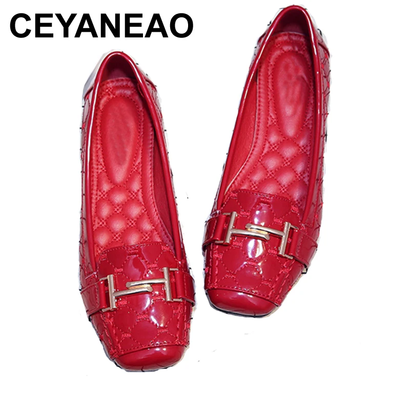 Женские мокасины CEYANEAO2019 красные туфли с квадратным носком модная дизайнерская