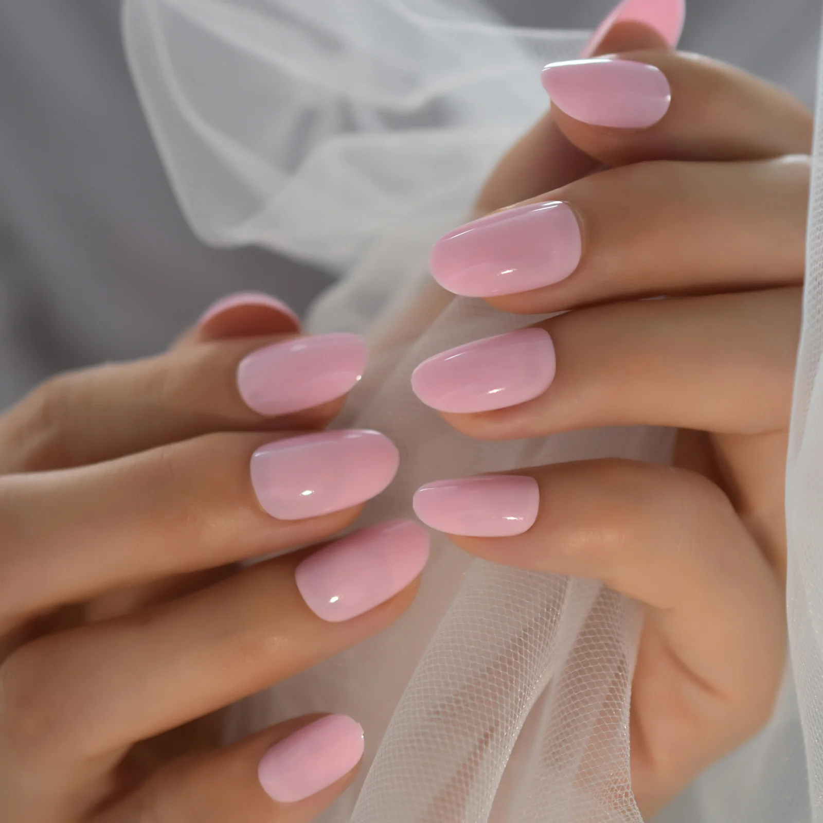 Round Acrylic Nails Pink
