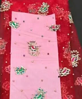 

African Lace Fabric Embroidery Net Royal Blue, Green, Orange Mesh Tulle Lace Fabric Nigerian French Guipure Cord Lace