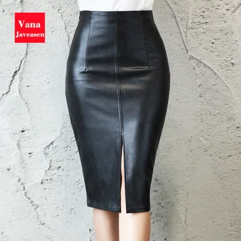 

PU Leather Tight Pencil Skirt Women High Quality Leather Skirts High Waist For Woman Office Streetwear Skirt Women Autumn Winter