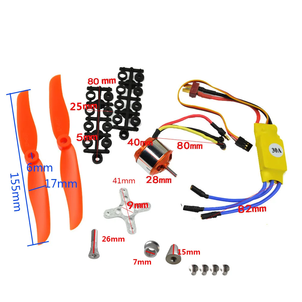 Новое поступление прочный RC 2200KV бесщеточный мотор 2212-6+ бесплатное крепление для радиоуправляемый самолет вертолет+ 30A ESC