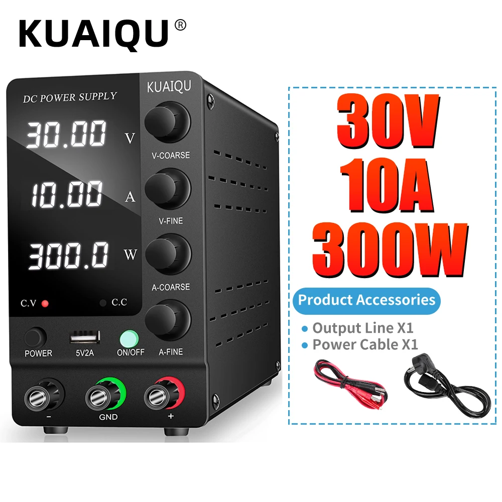 Лабораторный источник питания черный Регулируемый с USB 30 в 10 А 60 5 120 3 4-значный