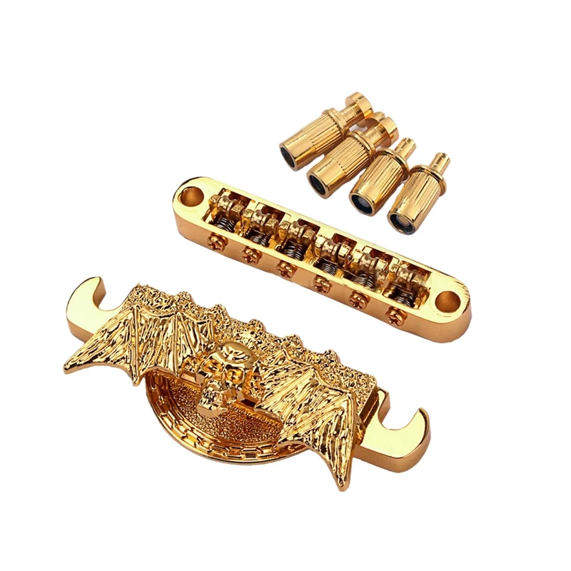 

1 Set Guitar Roller Saddle Tune-O-Matic And Bridge Tailpiece Gold