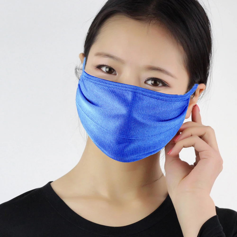 

20PCS Silk Face Mask Dust Proof Breathable Sunscreen Thin Mouth Covers UV Protection Mask Solid Color Protective Equipment