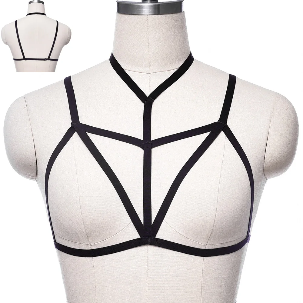 Description Picture 4 of itemPunk Body Cage Soft Fetish Bondage Harness Belt Adjustable Sexy Lingerie Bra Women Pastel Goth Body Harness