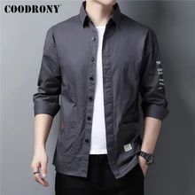 

COODRONY Brand Pure Cotton Shirts Men Clothing Spring Autumn New Classic Casual Solid Color Pockets Long Sleeve Shirt Z6021