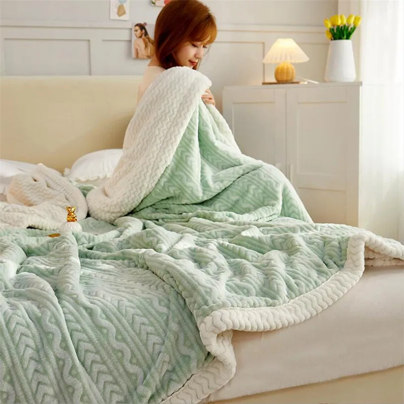 

Winter Fleece Blankets Thick Warm Soft Sofa Blanket Bed Cover Home Luxury Double Bed Bedspread Duvet Bedding Minky Blanket
