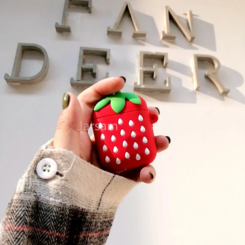 Strawberry Мультяшный для airpod беспроводной Чехол для наушников для Apple AirPods 2 Силиконовый чехол для зарядки наушников Защитный чехол для AirPods - Цвет: Strawberry