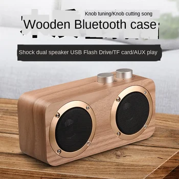 

New Fashion Wooden Bluetooth Speaker Outdoor 16W High Power Multifunction USB TF Card Play Retro Sound