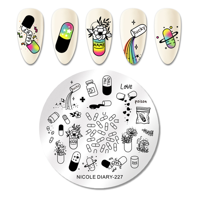 DIARY Leaves Nail Stamping Plates Abstract Flower Line Dot Point Image Stamp Templates Printing Stencil Tools