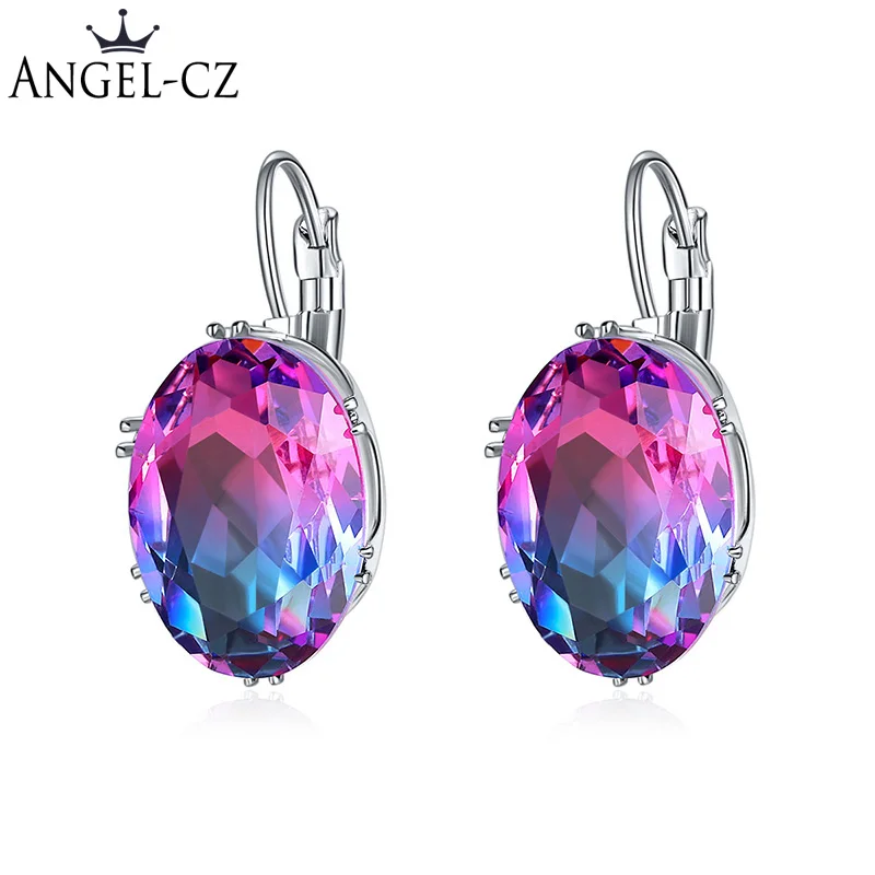 Уникальные градиентные овальные Висячие серьги-кольца ANGELCZ из турмалина с