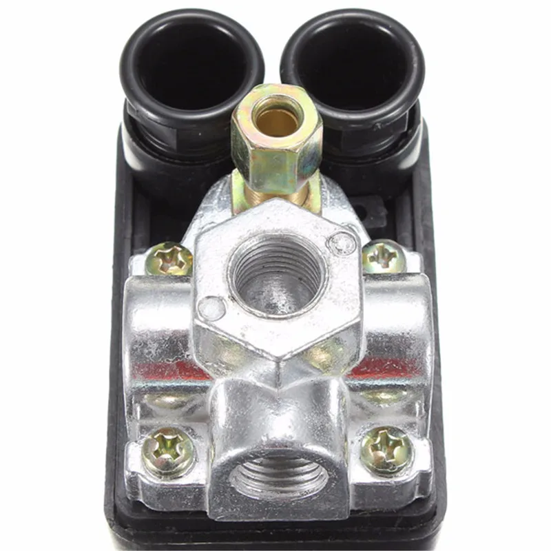 90-120PSI Тяжелый воздушный компрессор контроль давления переключатель клапан 12 бар 20A AC 220 В 4 порта 12,5x8x5 см Лучшая цена
