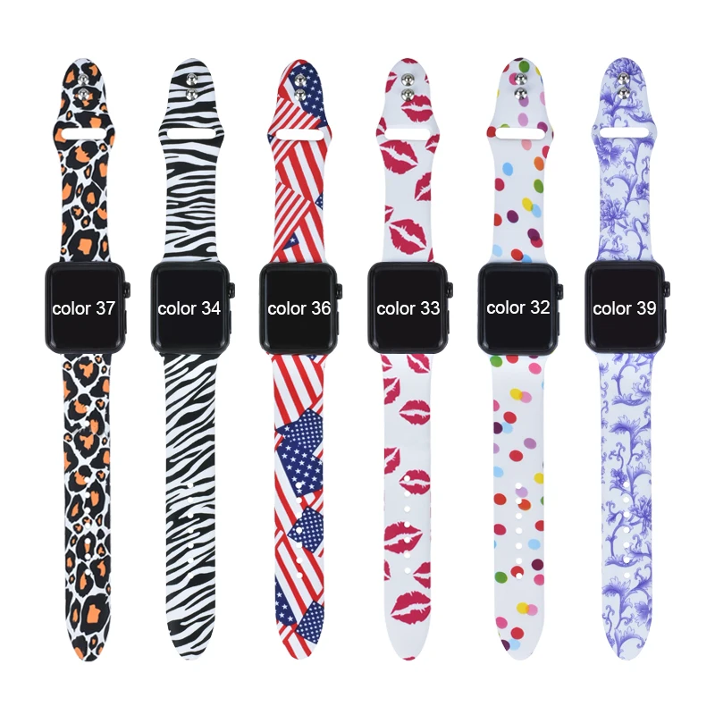 Цветочные полосы для Apple watch Series 5 4 3 2 1 40 мм 44 мм, силиконовый ремешок с принтом для iWatch Series 5 4 3 2 1 38 мм 42 мм