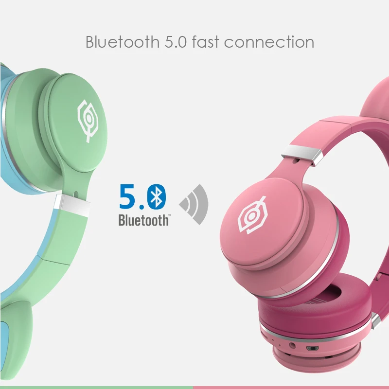 Colorful Cat Ear Headset Selfie Ring Light Wireless Bluetooth Kids Headphones Cute Earphones for Daughters Girls Gift with Mic