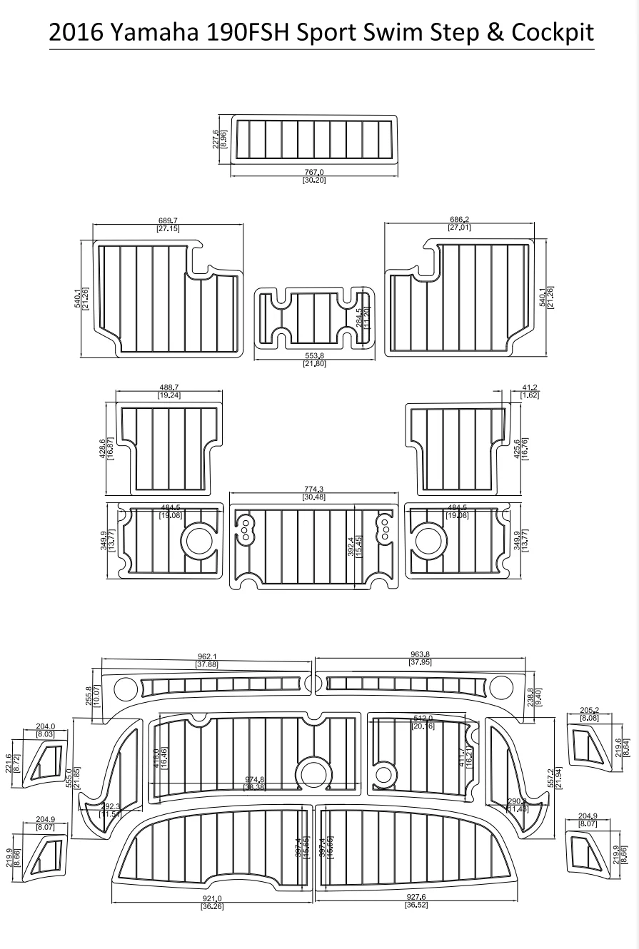 

2016 Y-a-m-a-h-a 190FSH Sport Swim Step & Cockpit Pad Boat EVA Teak Decking 1/4" 6mm