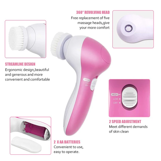 5 in 1 Face Cleansing Brush Silicone Facial Brush Deep Cleaning Pore Cleaner Face Massage Skin Care Waterproof Facial Brush - Image 4