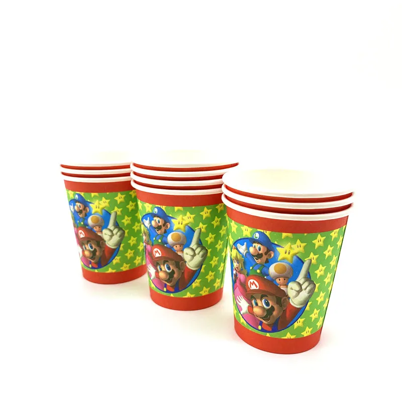 31 шт./61 шт., вечерние тарелки Super Mario Bros, чашки, скатерть, украшение для дня рождения, Детские праздничные принадлежности для 10/20 человек