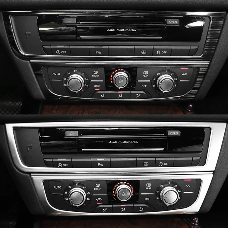 Для Audi A6 C7 2011- автомобильный Стайлинг центральная консоль CD плеер панель Крышка отделка рамка наклейка хромированные аксессуары для интерьера