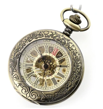 

Fashion Mechanical Hand Wind Watch vintage analog skeleton Pocket Watches for Men Women