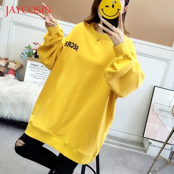 

JAYCOSIN Women's Pullover Loose Harajuku Letter Print Garment Fashion Shirt Large Size Femela Street Sweatshirt Hip Hop Tops
