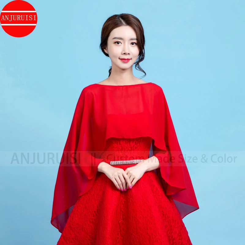 Chiffon Cape Bolero Women Femme Mariage Chalas Mujer Evening Wedding Bridal Jacket Wraps Accessories Peleryna Cloak Boda Shawl