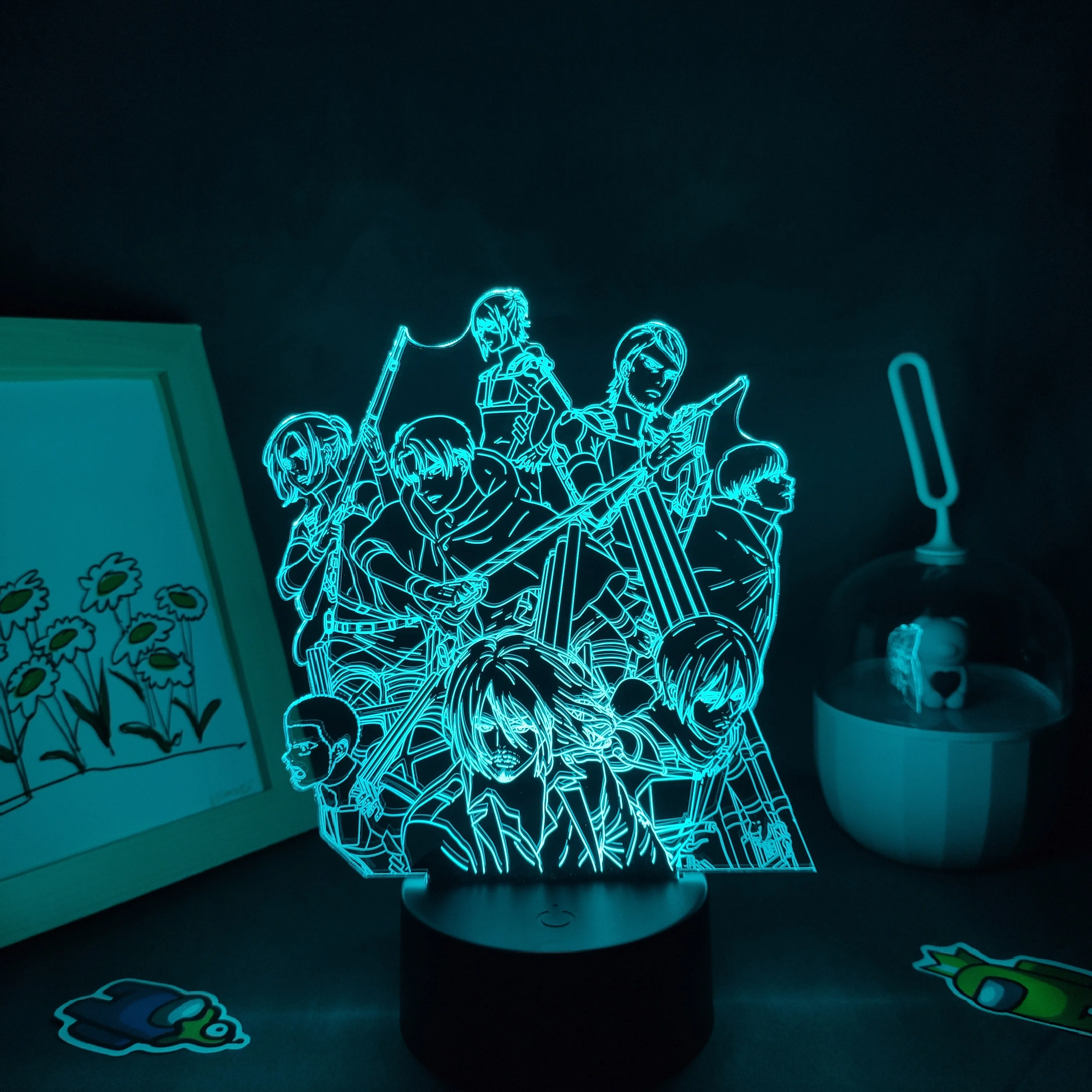 

Attack on Titan Anime Figure Led Night Light Manga RGB Gift Shingeki No Kyojin Wallpaper Group 3D Lamps Bedroom Table Decoration