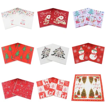 

20pcs/pack Christmas Printed Disposable Napkins Paper For DIY Xmas Festival Party Decoration Supplies