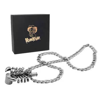 

Creative Stainless Steel Necklace Smoking Pipe Punk Rock Style Metal Pipe Small Tobacco Pipes Decoration Necklace with Gift Box
