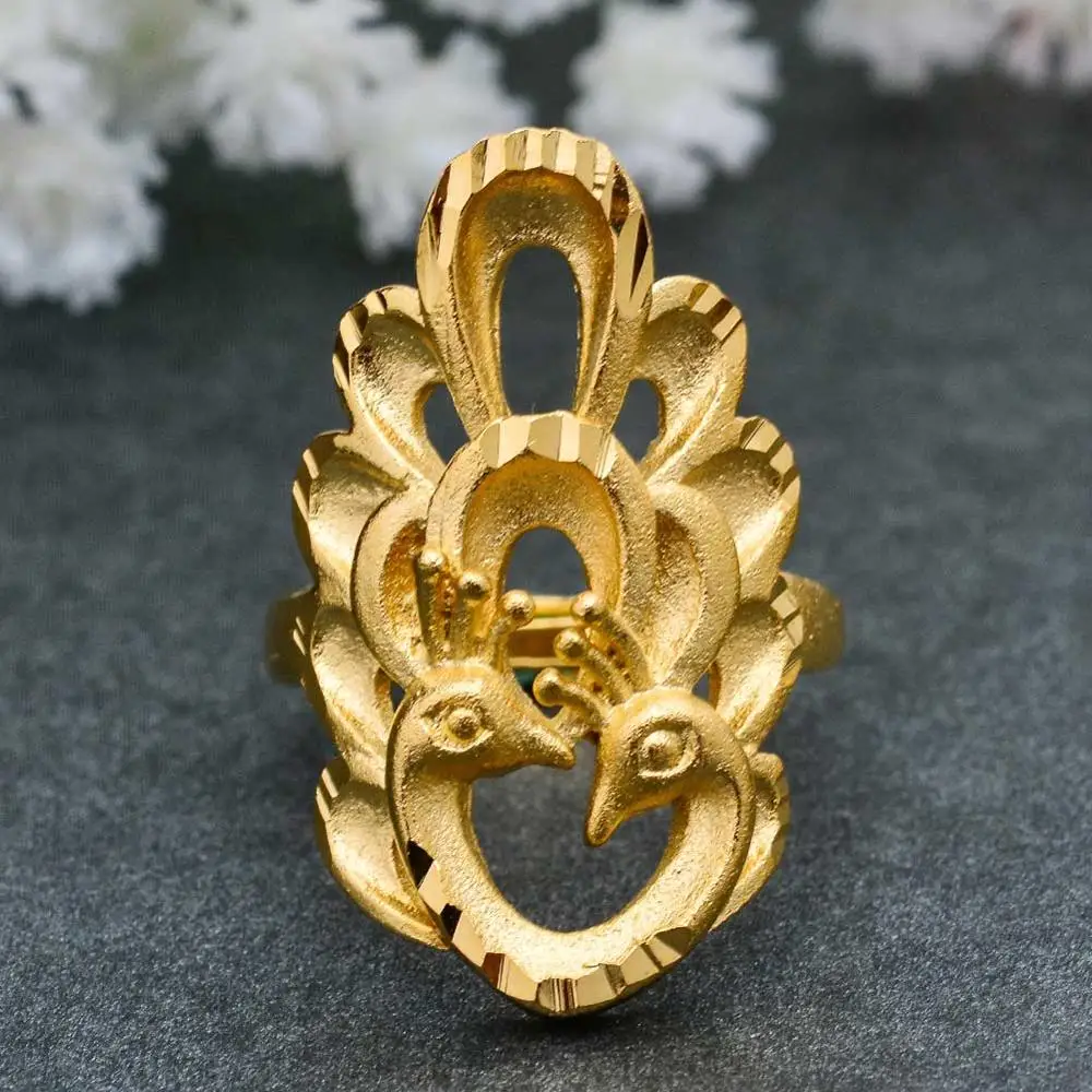 Wando эфиопское золото цвет скраб цветы обручальные кольца для женщин Регулируемая форма юбилей Сделано с Купером Роскошные ювелирные изделия - Цвет основного камня: GOLD2