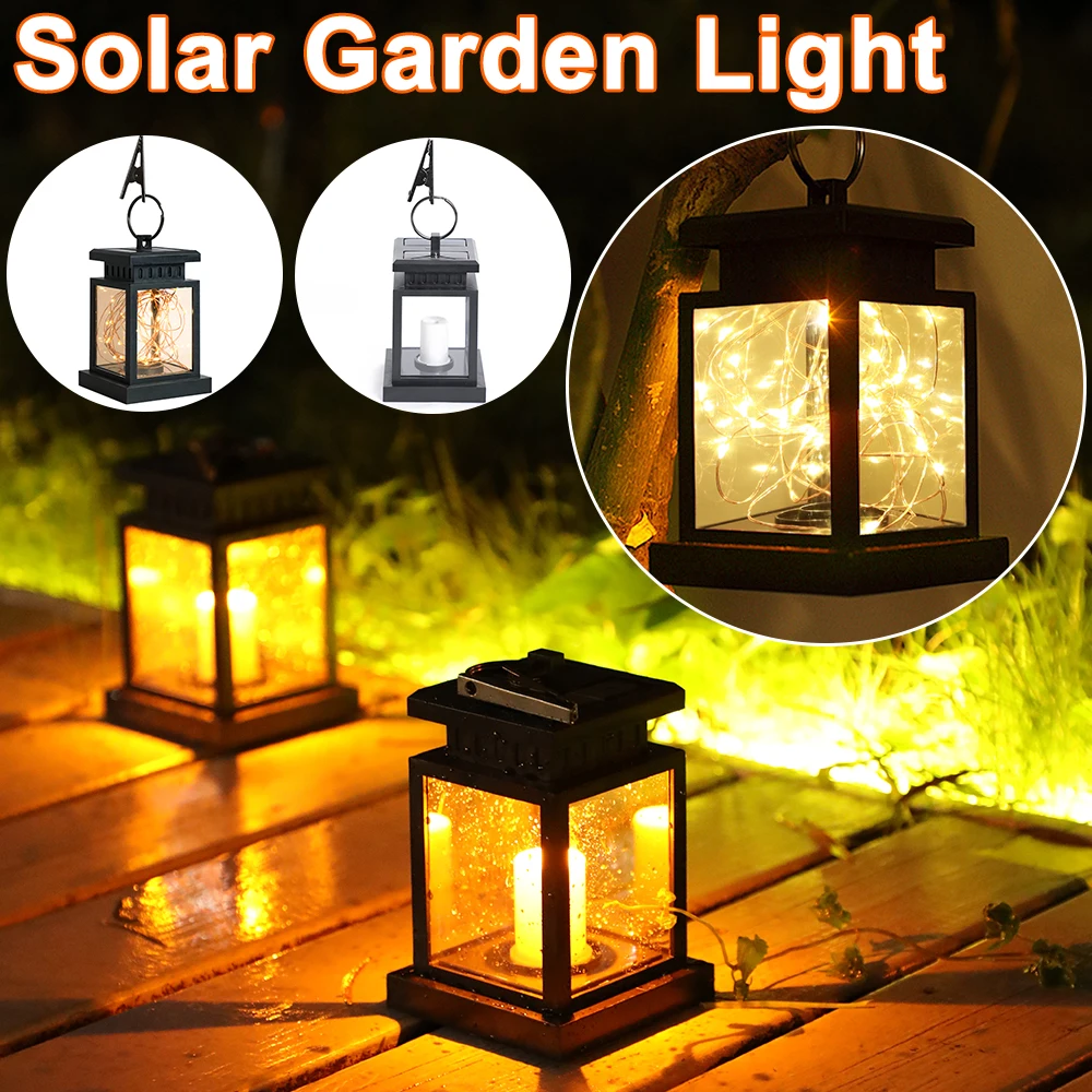

Solar Powered LED Lantern Outdoor Waterproof Garden Hanging Light with Clip for Garden Decoration Lawn Lamp Landscape Lamp D30