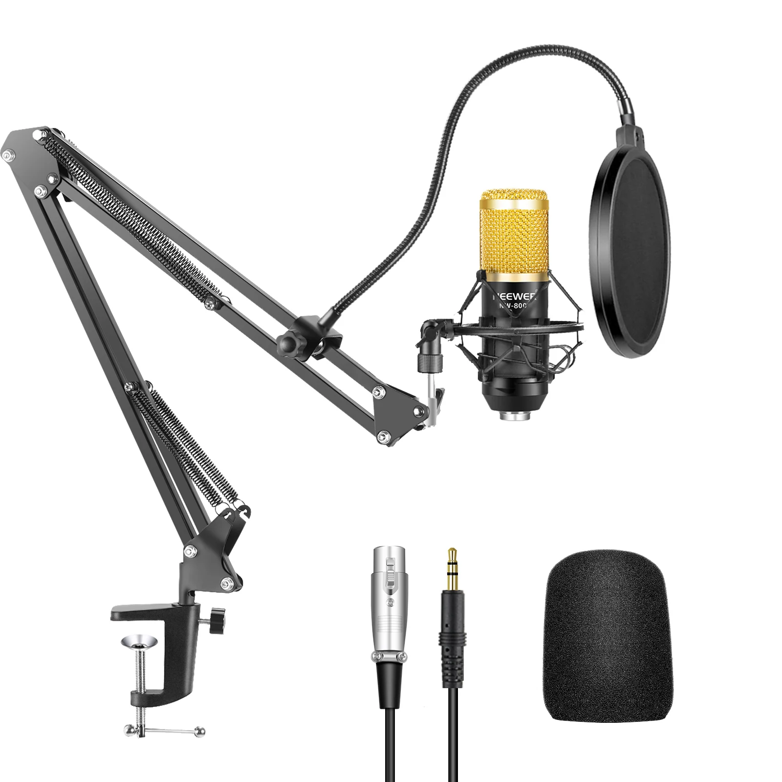 Neewer 4 IN 1 NW-800 Studio Broadcasting Recording Condenser Microphone Kit With Suspension Scissor Arm Stand
