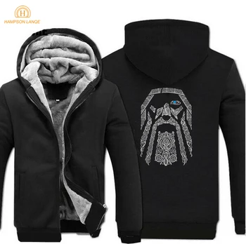 

Odin Vikings Warm Thick Fleece Men Winter Jacket Vintage Hoodies Coat Winter Coats Sweatshirts Zipper Hoody Sportswear Jackets