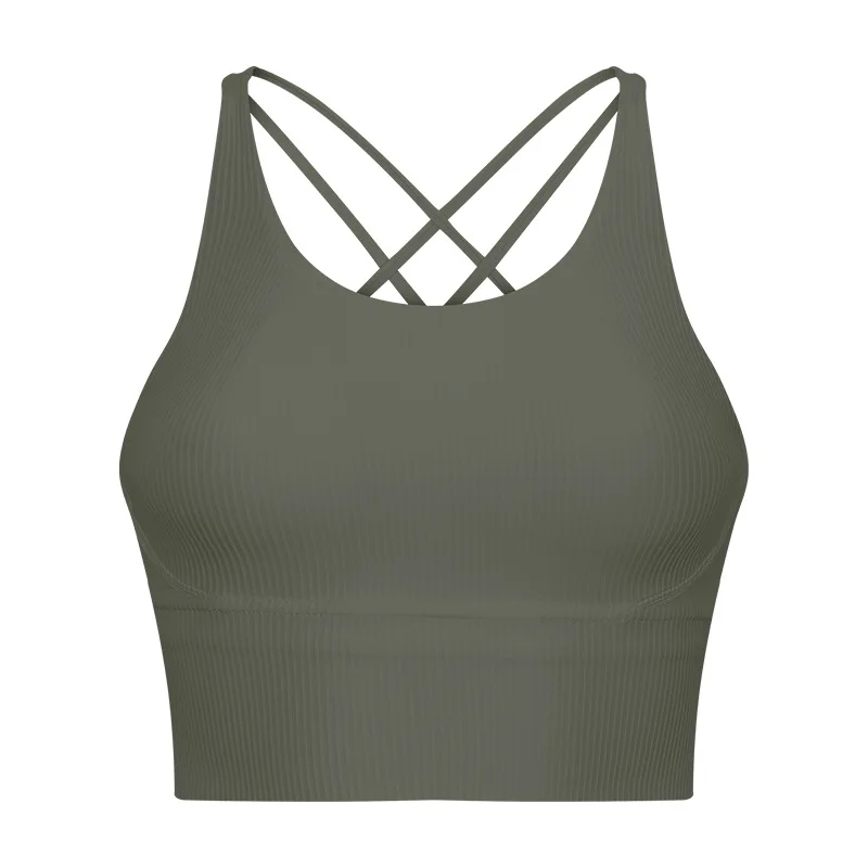 Бесшовный спортивный бюстгальтер Gymwear с ремешками, с перекрестной спинкой, фитнес-кроп-топ, мягкий, высоко гибридное воздействие, ударопрочный, спортивная одежда для тренировка Бег Йога