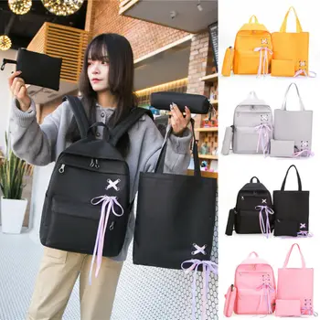 

Stylish 4Pcs/Set Women Bag Backpack Girl School Shoulder Bag Canvas Travel Bags