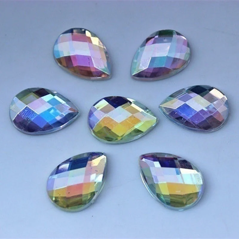 clear ab 30pcs 30 шт. 13*18 мм акриловые стразы Хрустальная с плоской стороной бусины DIY не горячей фиксации каплевидные акриловые бусины для украшения одежды - Цвет: clear ab 30pcs