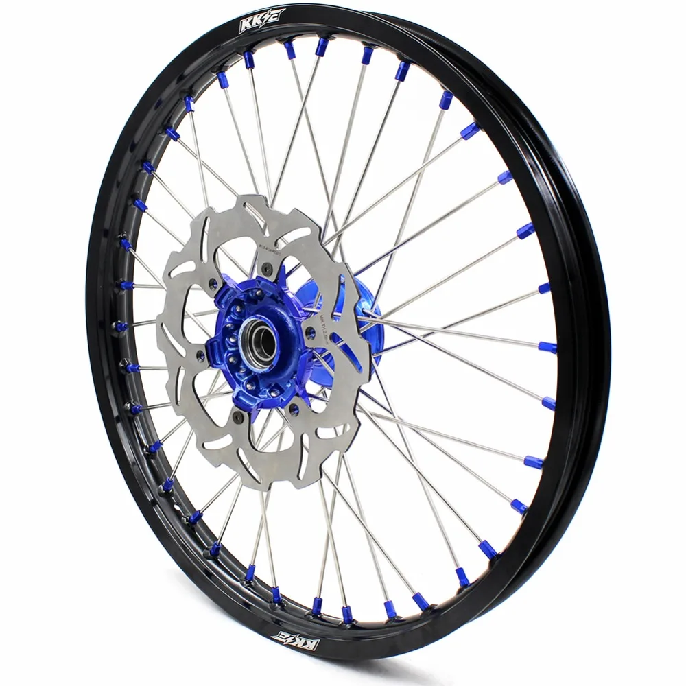 21/19 CASTING COMPLETE MX WHEELS SET FOR YAMAHA YZ250F YZ450F- FRONT 270MM DISC BLUE NIPPLE