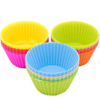 

1PC Reusable Silicone Cake Baking Mold Kitchen Cooking Tools Round Cupcake Maker Muffin Mold For Bakeware Random Color