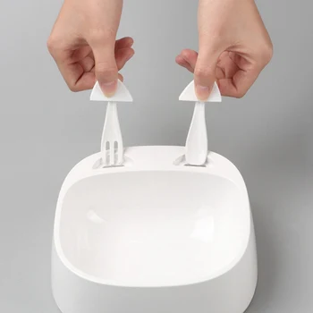 

Cat Food Water Bowl with Food Spoon White Resin Per Feeder Anti-splash Bowl for Cats