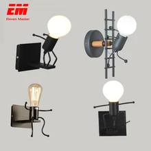 Современный настенный светильник в виде куклы из мультфильма, Креативный светодиодный настенный Железный прикроватный бра для детской комнаты, гостиной ZBD0008