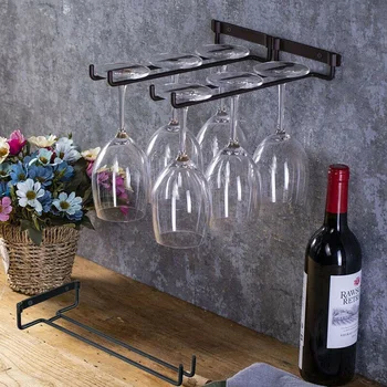 

1 Pcs Durable Metal Wine Glass Holder Hanging Rack Storage For Wall Mount Cabinet Bar Home Decorative Storage Shelf Organizer
