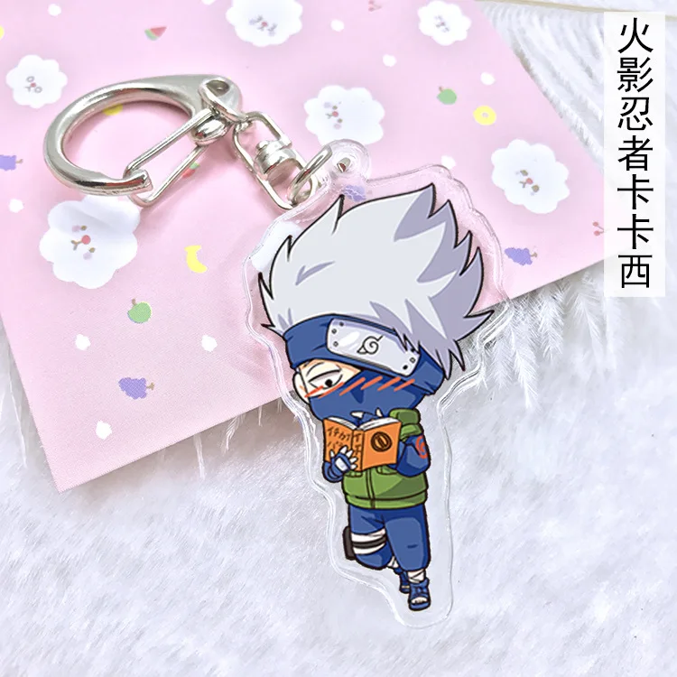 

Cartoon Acrylic Keychain Naruto Sasuke Kakashi Cute Keyring Bag Pendant Anime Keychain