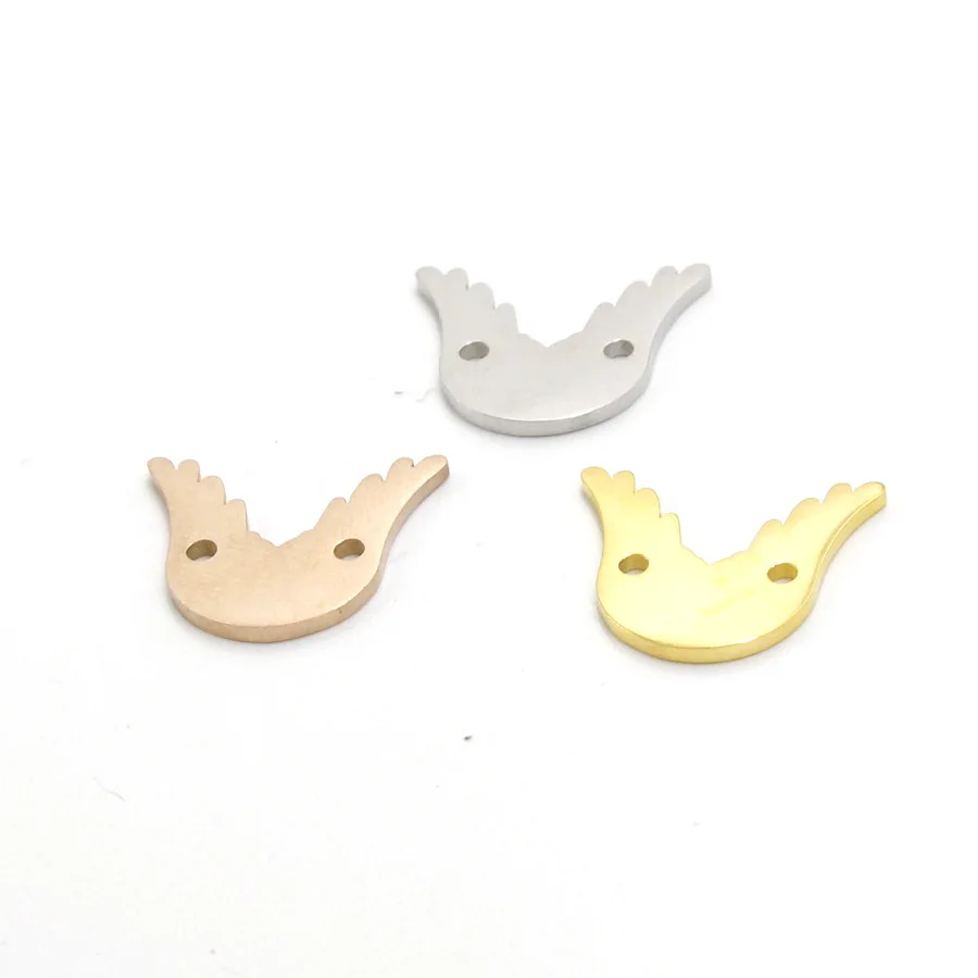 

20Pcs 11*15mm Angel Wings Connector Charms Mirror Polish Stainless Steel Charms For DIY Making Necklace Braid Bracelets Jewelry